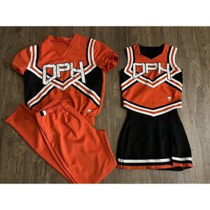 Couple 4 Pc Cheerleader Uniform Outfits Guy & Girl Top 36" Skirt 26 Costumes